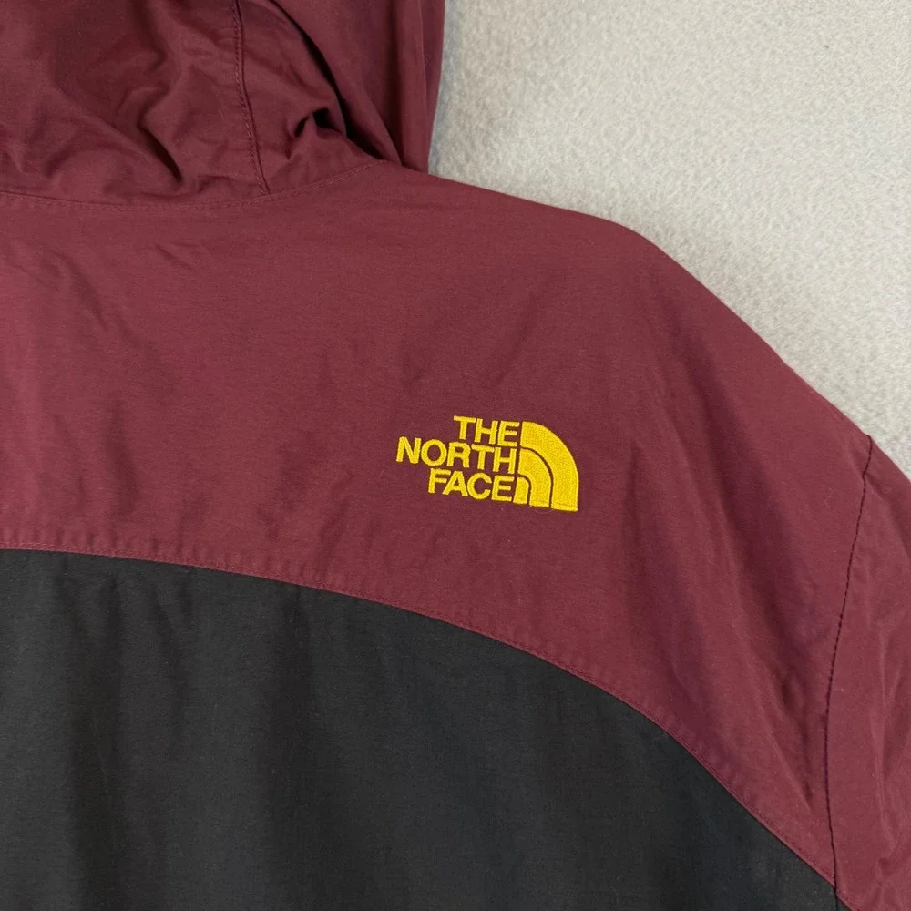 The North Face Mens XL Hooded Windbreaker Jacket Burgundy Black Full Zip Shell